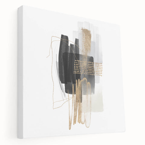 Abstract Geometric Framed Art – Minimalist Wall Art in Black & Gold