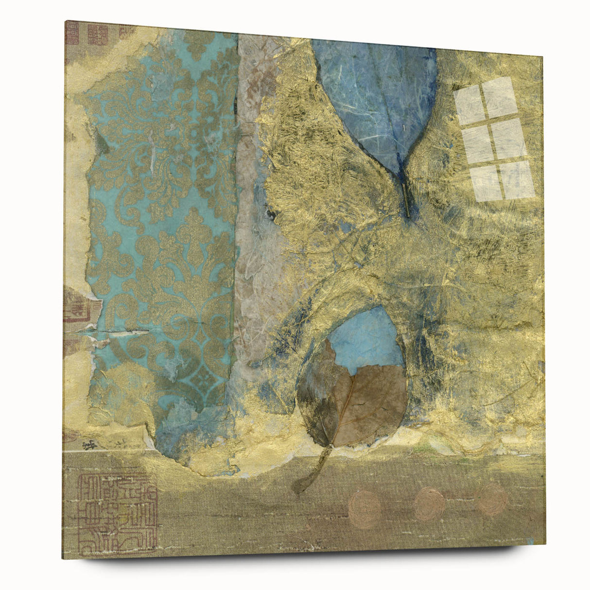 Modern Abstract Canvas Prints – Elegant Gold & Aqua Textured Art