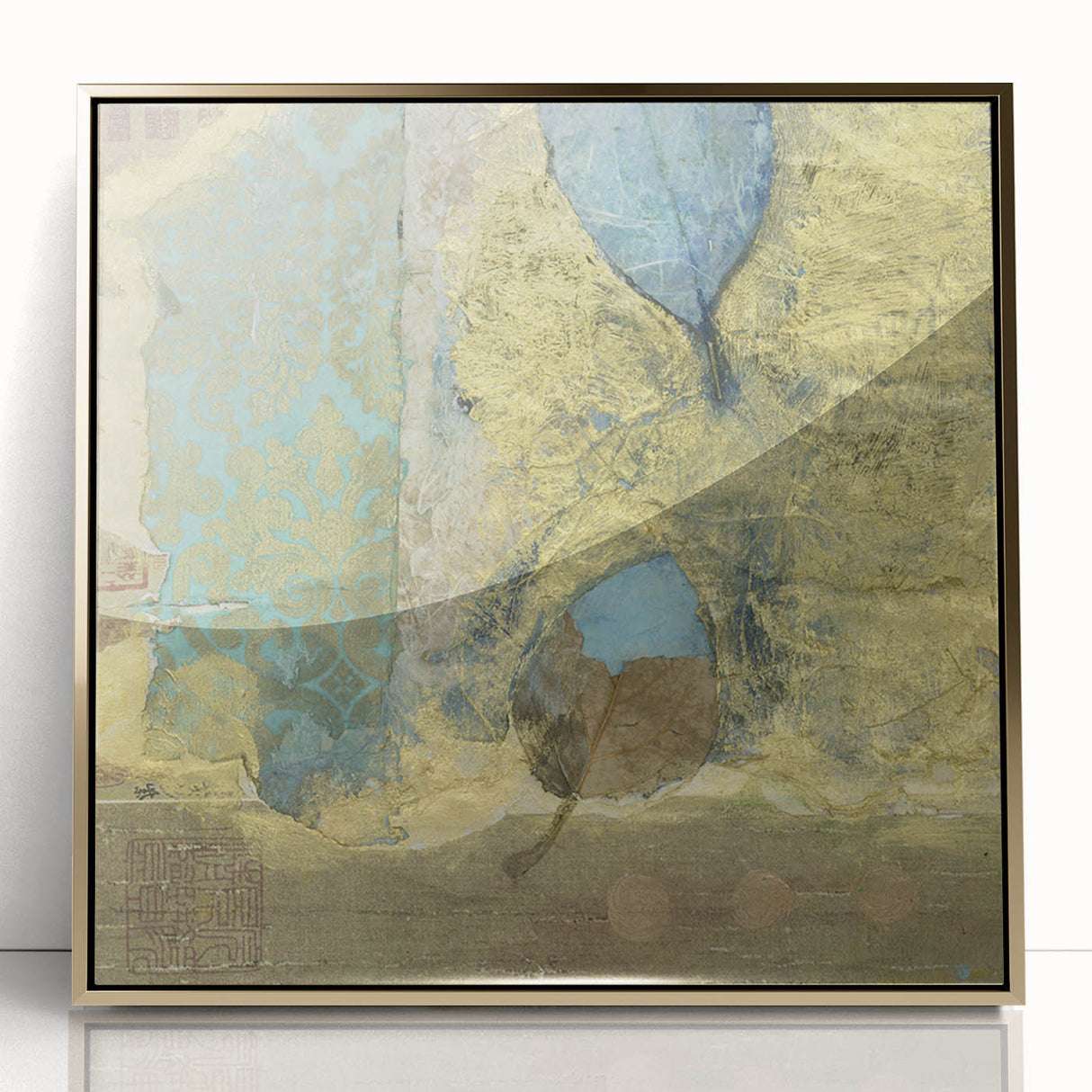 Modern Abstract Canvas Prints – Elegant Gold & Aqua Textured Art