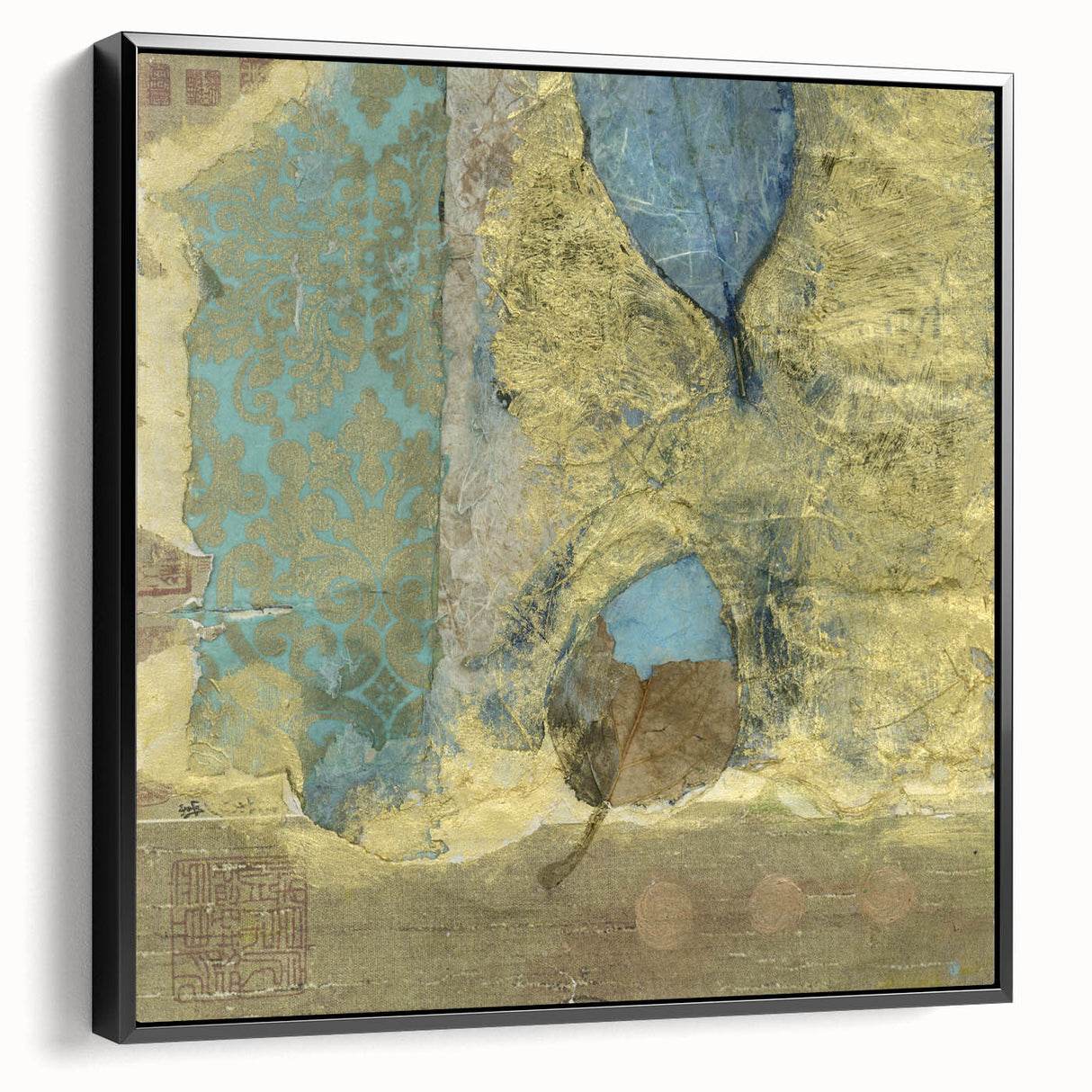 Modern Abstract Canvas Prints – Elegant Gold & Aqua Textured Art