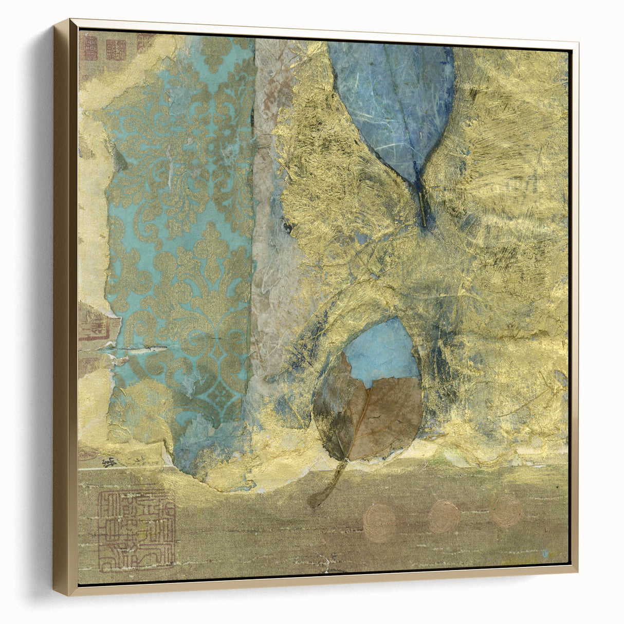 Modern Abstract Canvas Prints – Elegant Gold & Aqua Textured Art