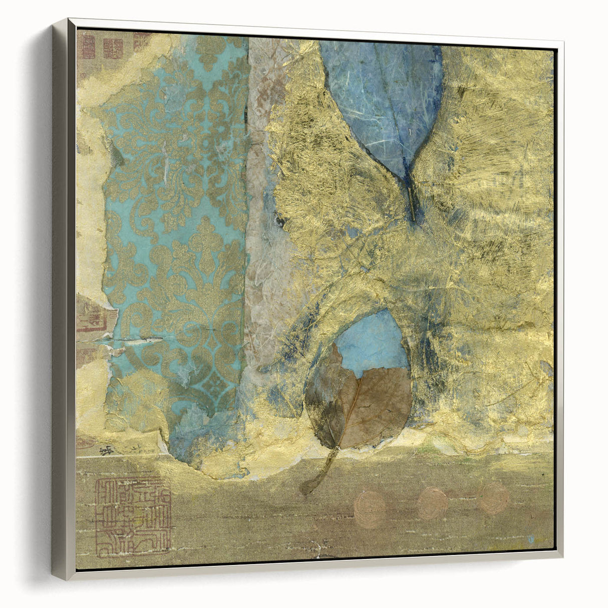 Modern Abstract Canvas Prints – Elegant Gold & Aqua Textured Art
