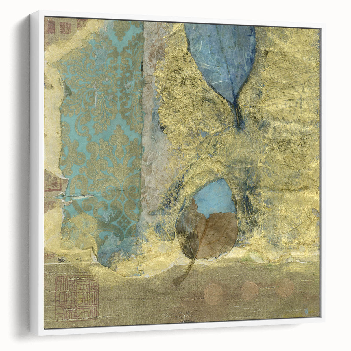 Modern Abstract Canvas Prints – Elegant Gold & Aqua Textured Art