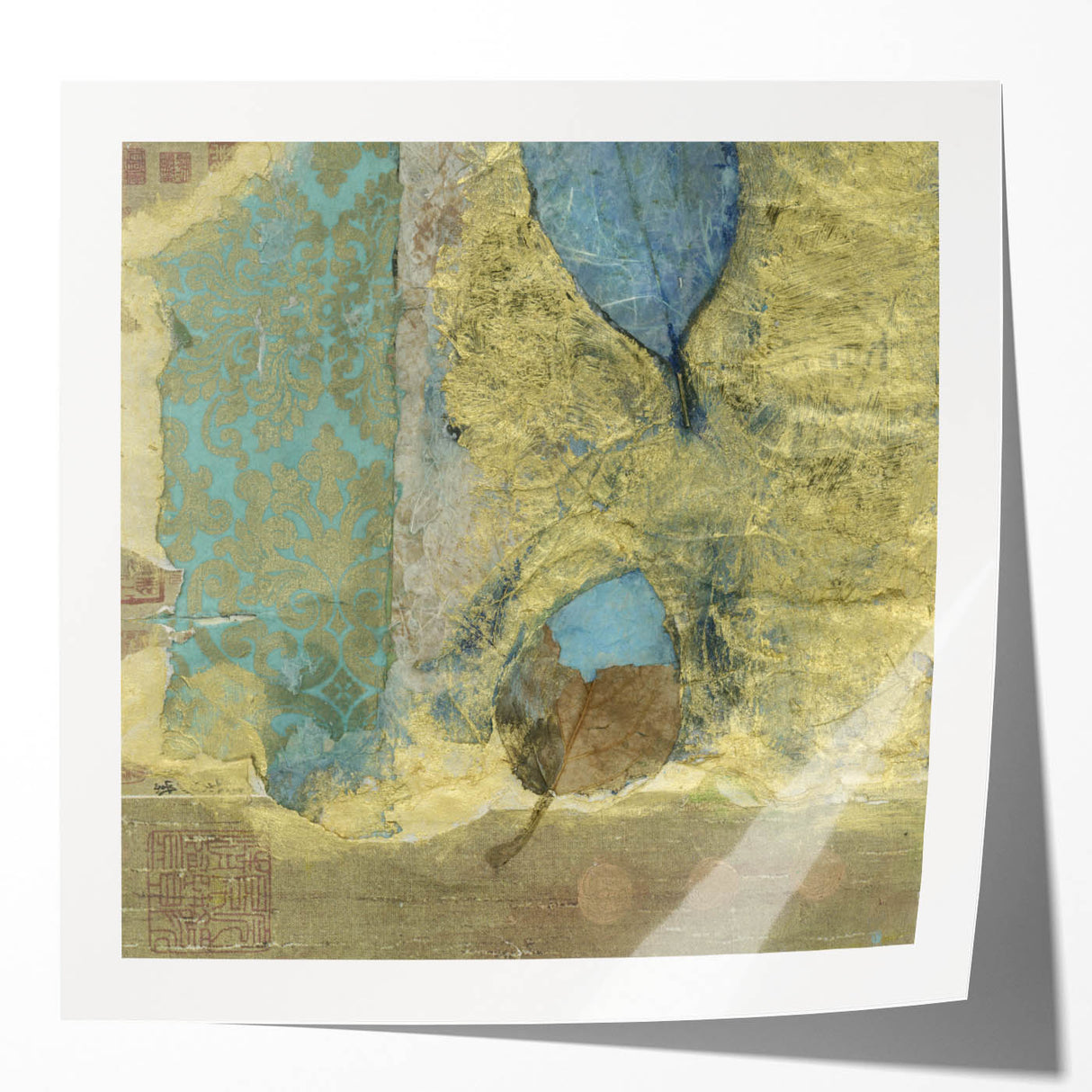 Modern Abstract Canvas Prints – Elegant Gold & Aqua Textured Art
