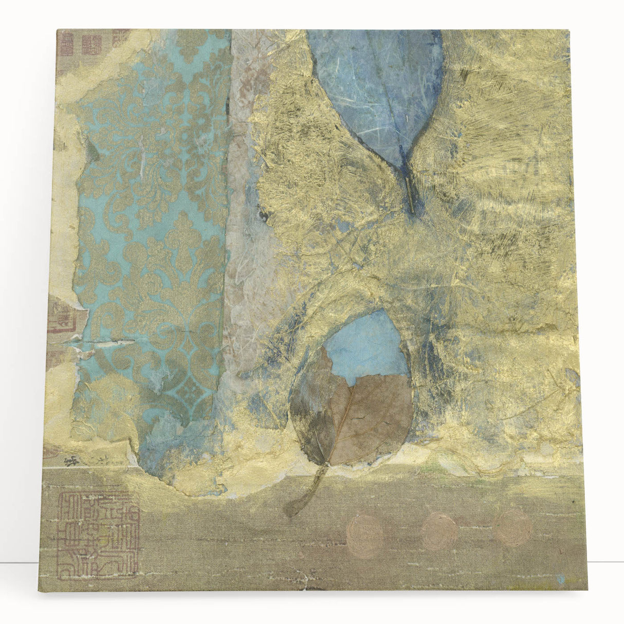 Modern Abstract Canvas Prints – Elegant Gold & Aqua Textured Art