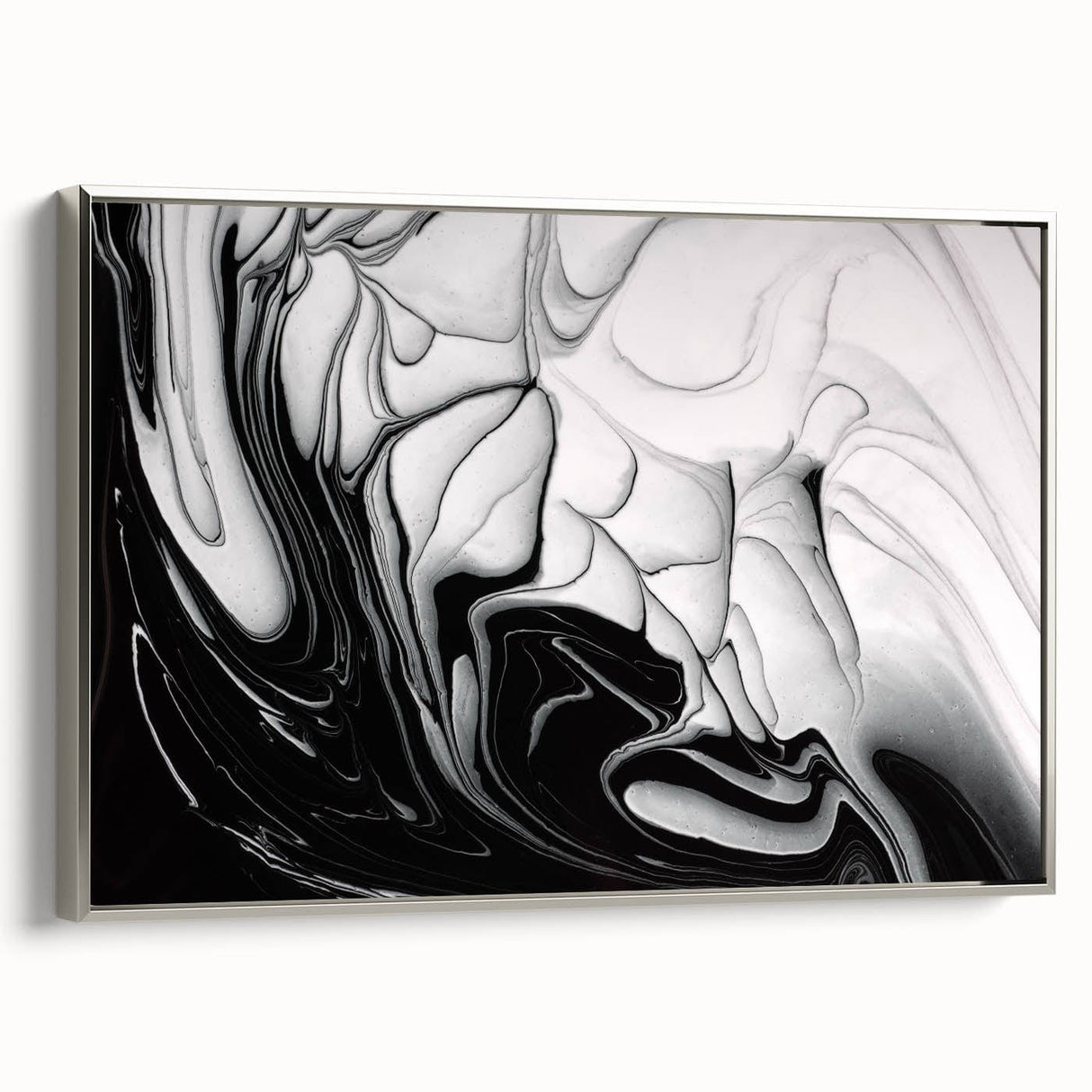 Modern Monochrome Fluid Art – Abstract Fluid Canvas Wall Decor