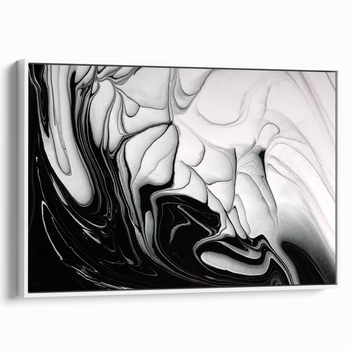 Modern Monochrome Fluid Art – Abstract Fluid Canvas Wall Decor