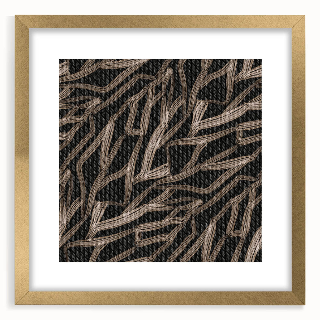 Earthen Harmony Abstracts - Fluid Organic Line Art in Black and Beige