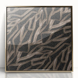 Earthen Harmony Abstracts - Fluid Organic Line Art in Black and Beige