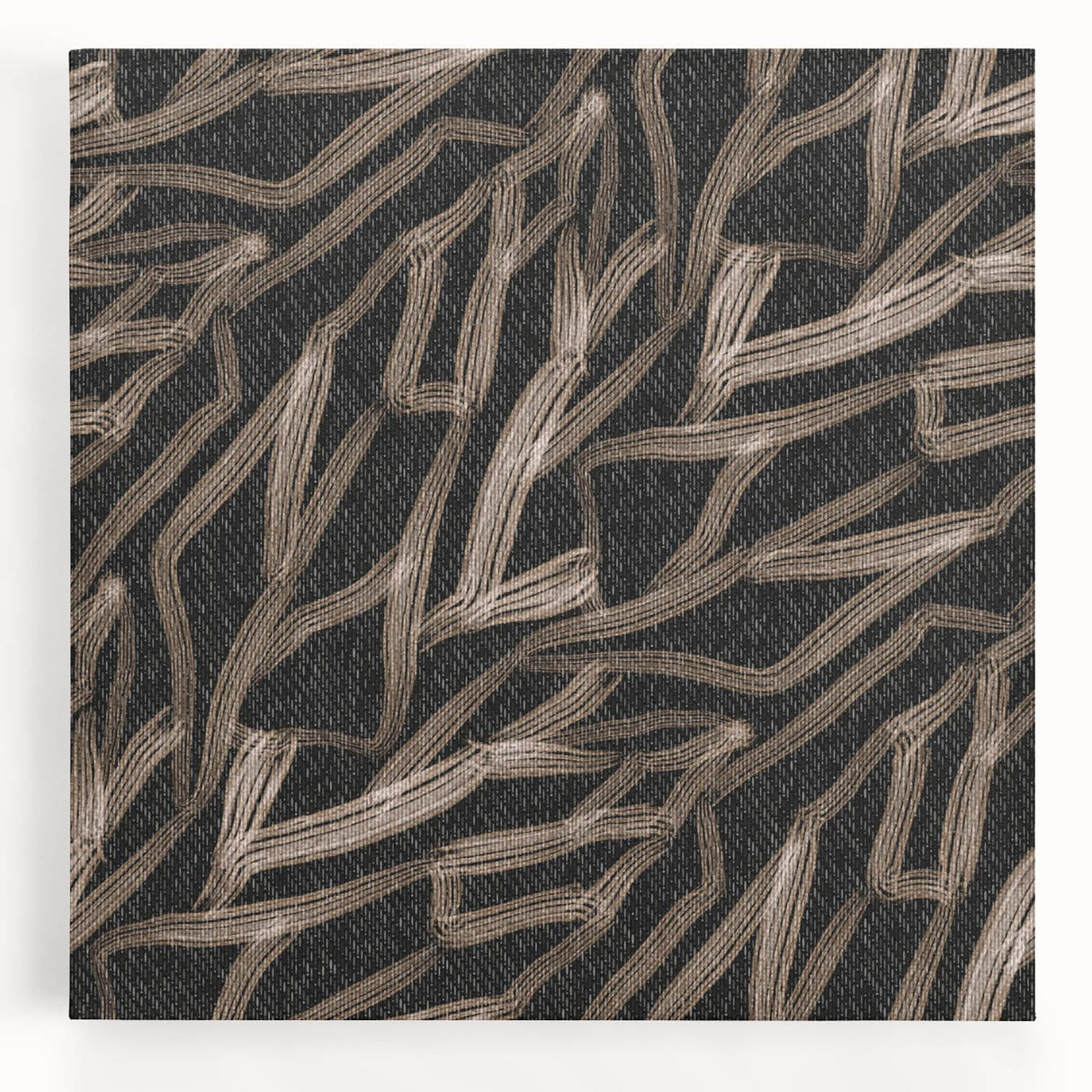 Earthen Harmony Abstracts - Fluid Organic Line Art in Black and Beige