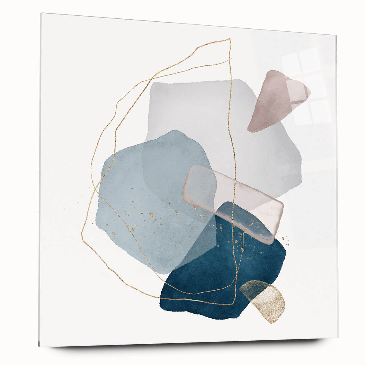 Modern Geometric Wall Decor – Navy Blue & Light Gray Abstract Art