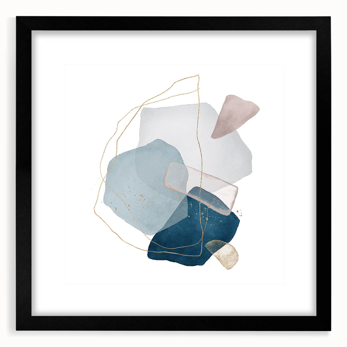 Modern Geometric Wall Decor – Navy Blue & Light Gray Abstract Art