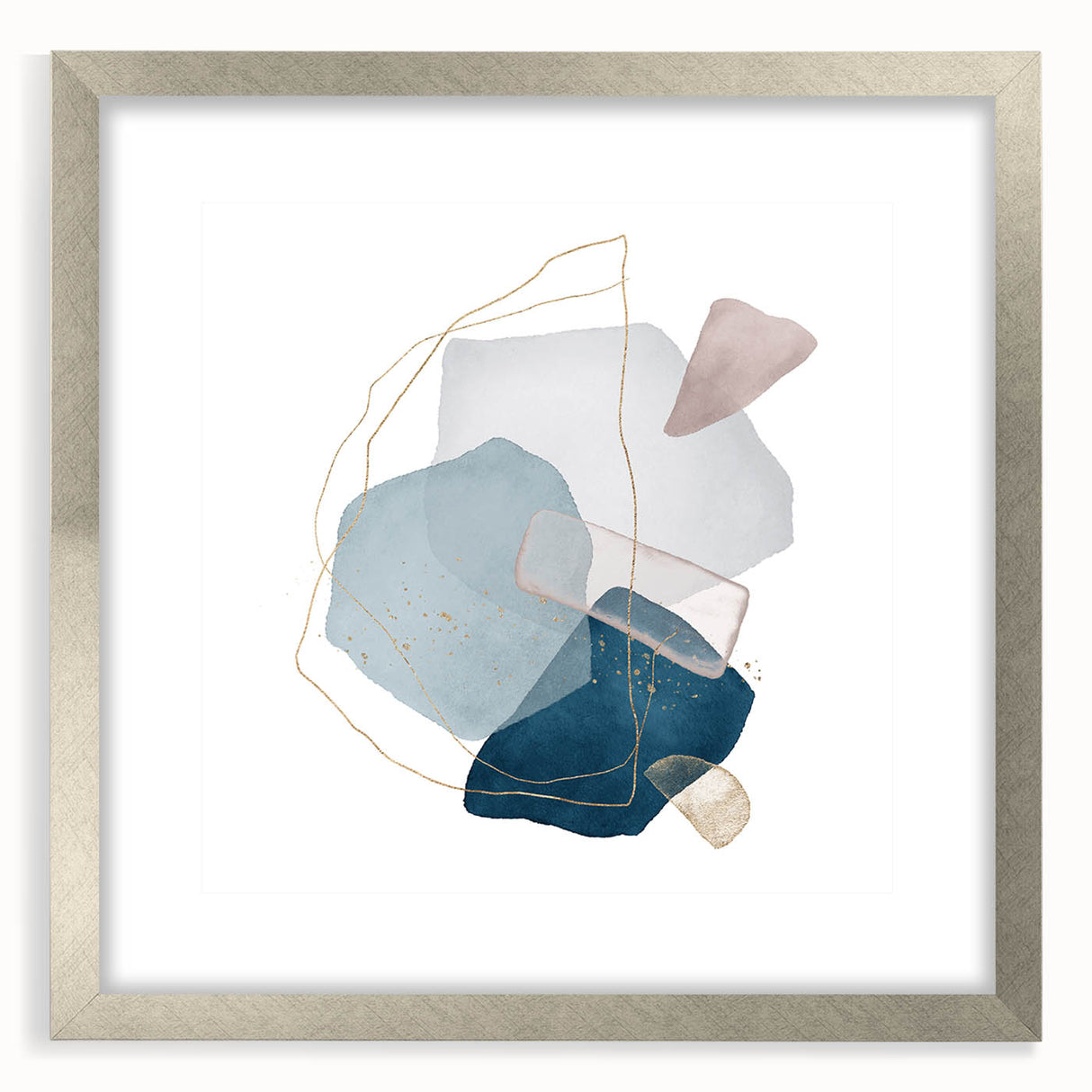 Modern Geometric Wall Decor – Navy Blue & Light Gray Abstract Art
