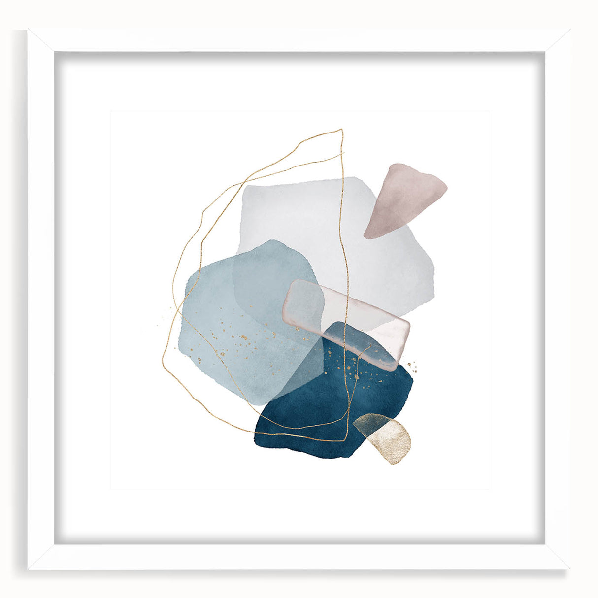Modern Geometric Wall Decor – Navy Blue & Light Gray Abstract Art