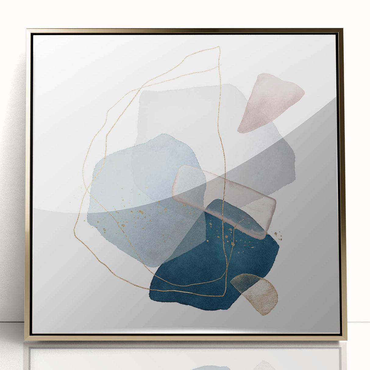 Modern Geometric Wall Decor – Navy Blue & Light Gray Abstract Art