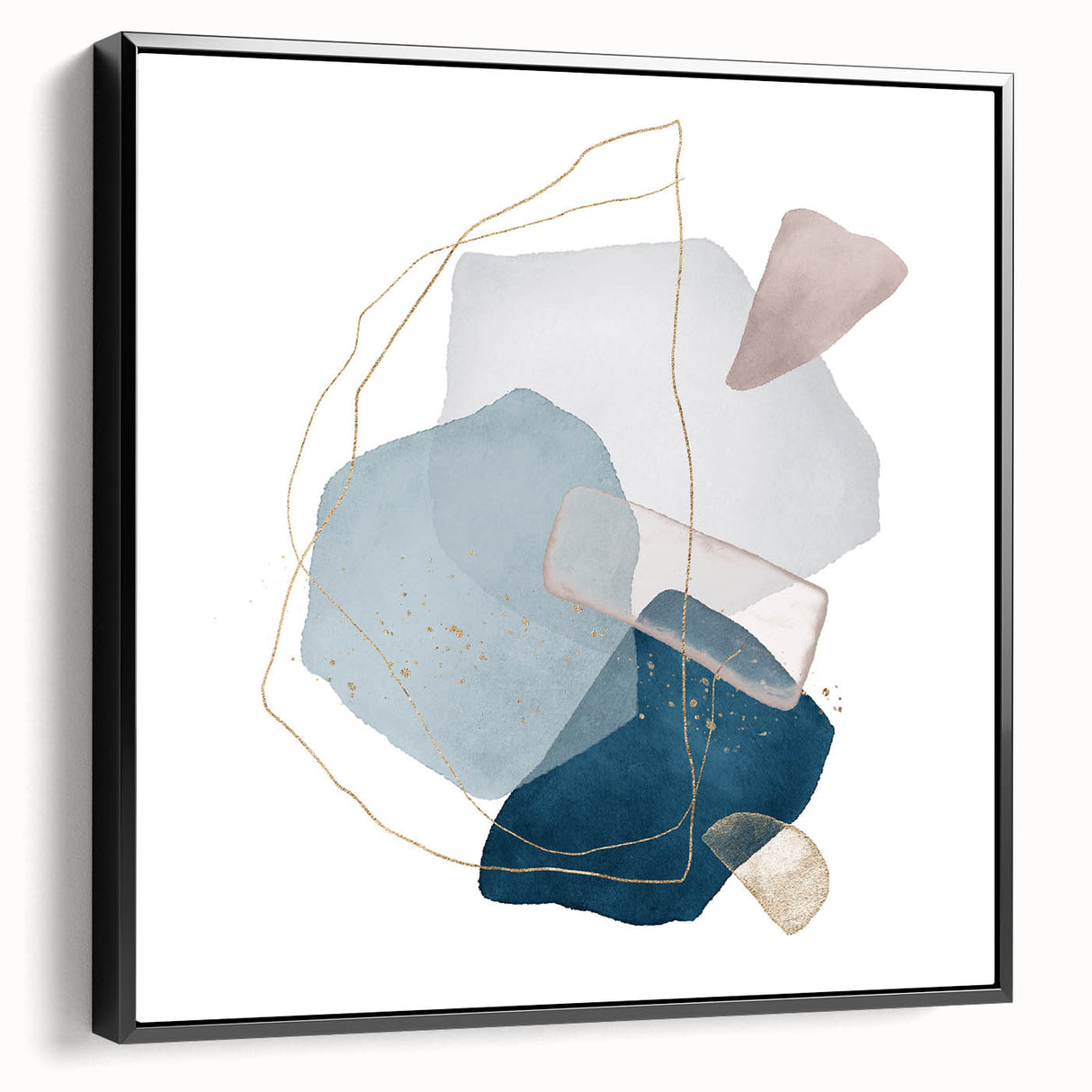 Modern Geometric Wall Decor – Navy Blue & Light Gray Abstract Art