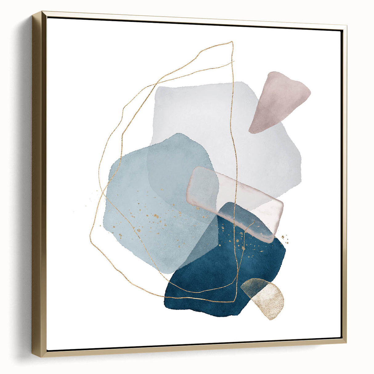 Modern Geometric Wall Decor – Navy Blue & Light Gray Abstract Art