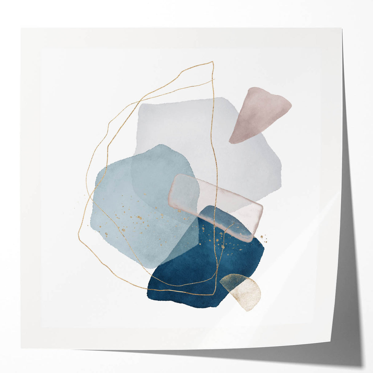 Modern Geometric Wall Decor – Navy Blue & Light Gray Abstract Art
