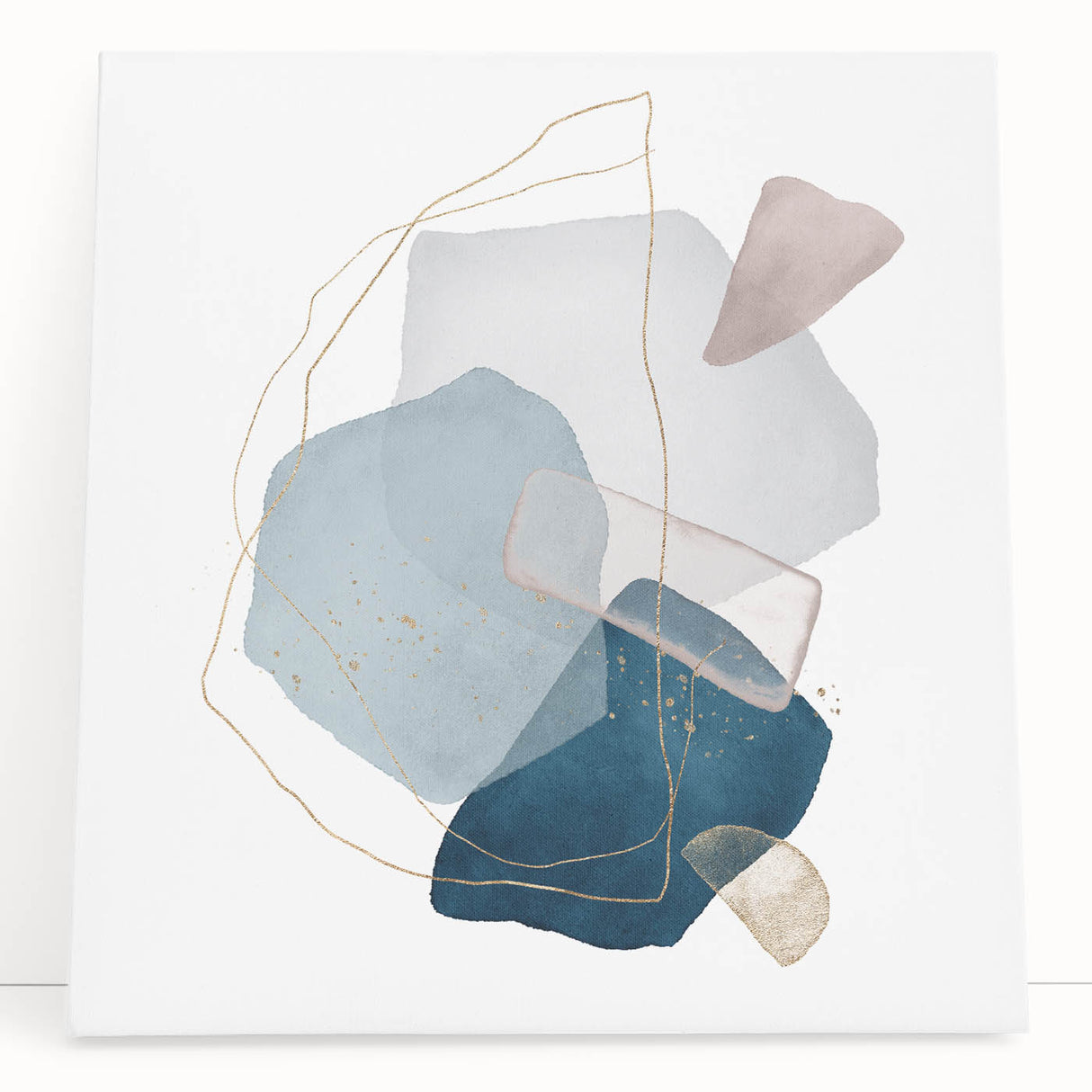 Modern Geometric Wall Decor – Navy Blue & Light Gray Abstract Art