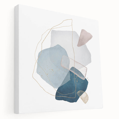 Modern Geometric Wall Decor – Navy Blue & Light Gray Abstract Art