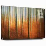 Abstract Minimalist Landscape Painting – Golden Forest Blur Print