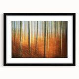 Abstract Minimalist Landscape Painting – Golden Forest Blur Print