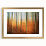 Abstract Minimalist Landscape Painting – Golden Forest Blur Print