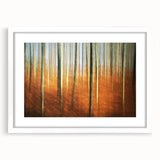 Abstract Minimalist Landscape Painting – Golden Forest Blur Print