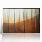 Abstract Minimalist Landscape Painting – Golden Forest Blur Print