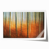 Abstract Minimalist Landscape Painting – Golden Forest Blur Print