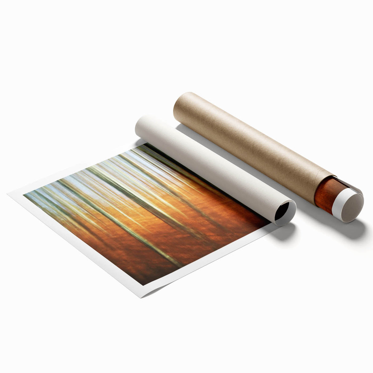 Abstract Minimalist Landscape Painting – Golden Forest Blur Print