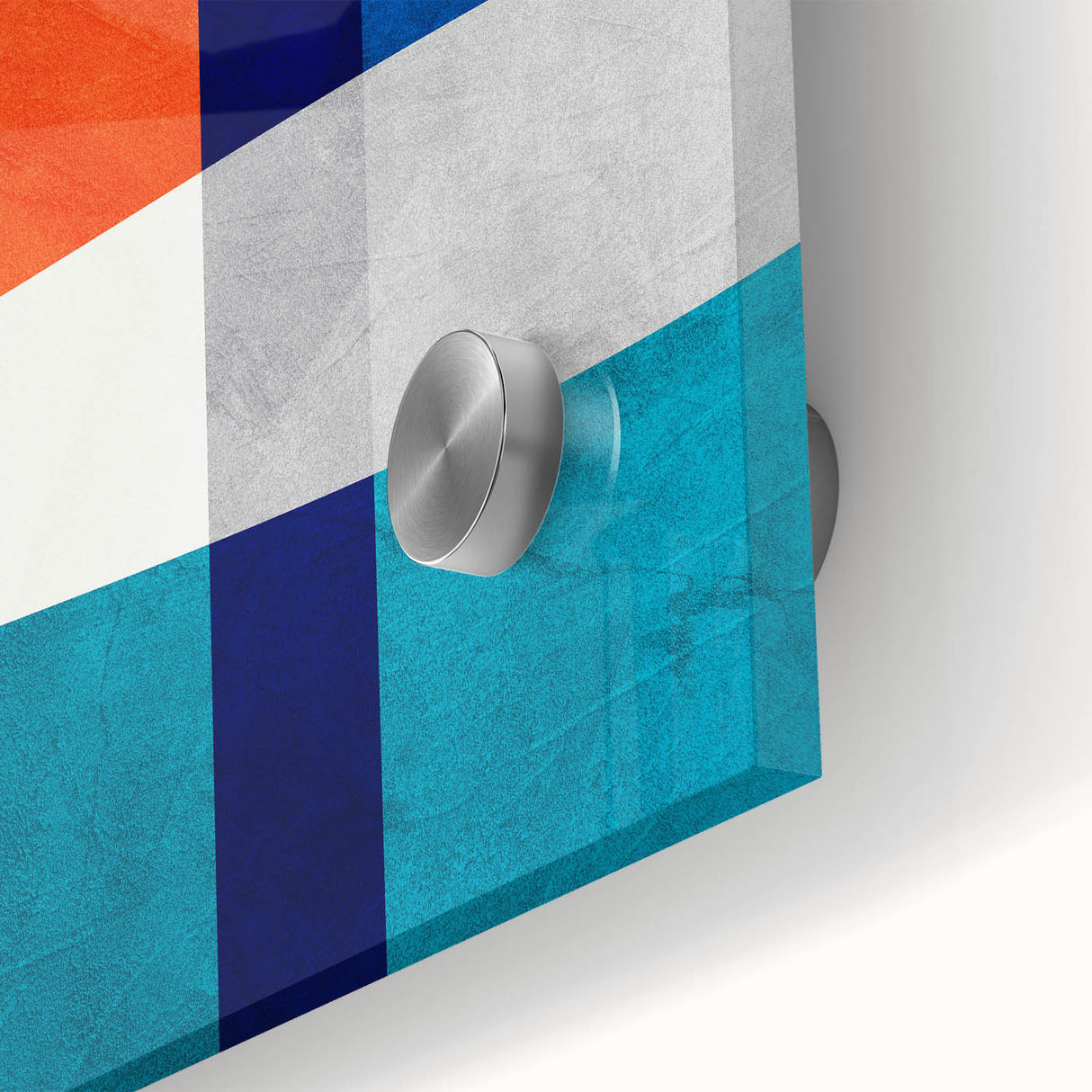 Vibrant Abstract Wall Art - Blue, Orange, and White Geometric Print