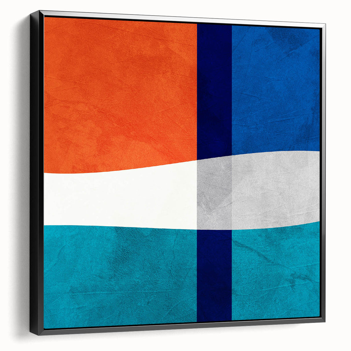 Vibrant Abstract Wall Art - Blue, Orange, and White Geometric Print