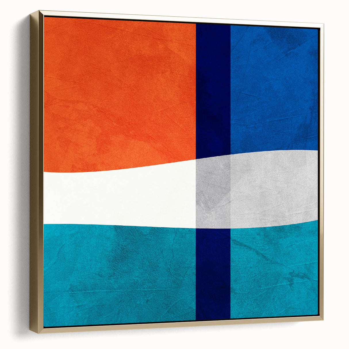 Vibrant Abstract Wall Art - Blue, Orange, and White Geometric Print