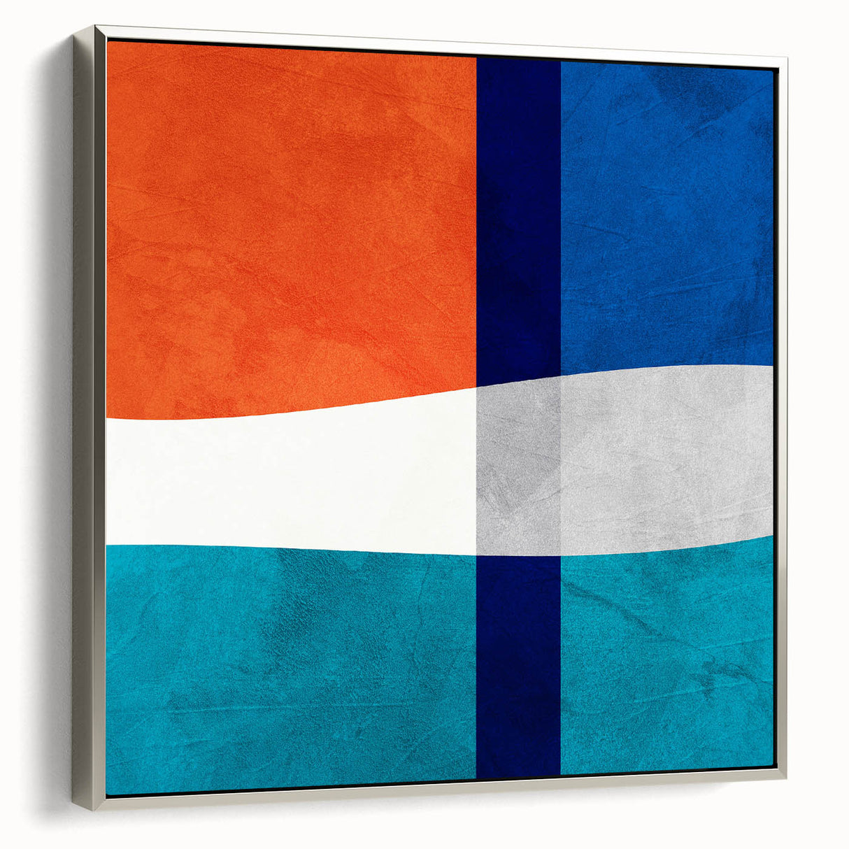 Vibrant Abstract Wall Art - Blue, Orange, and White Geometric Print