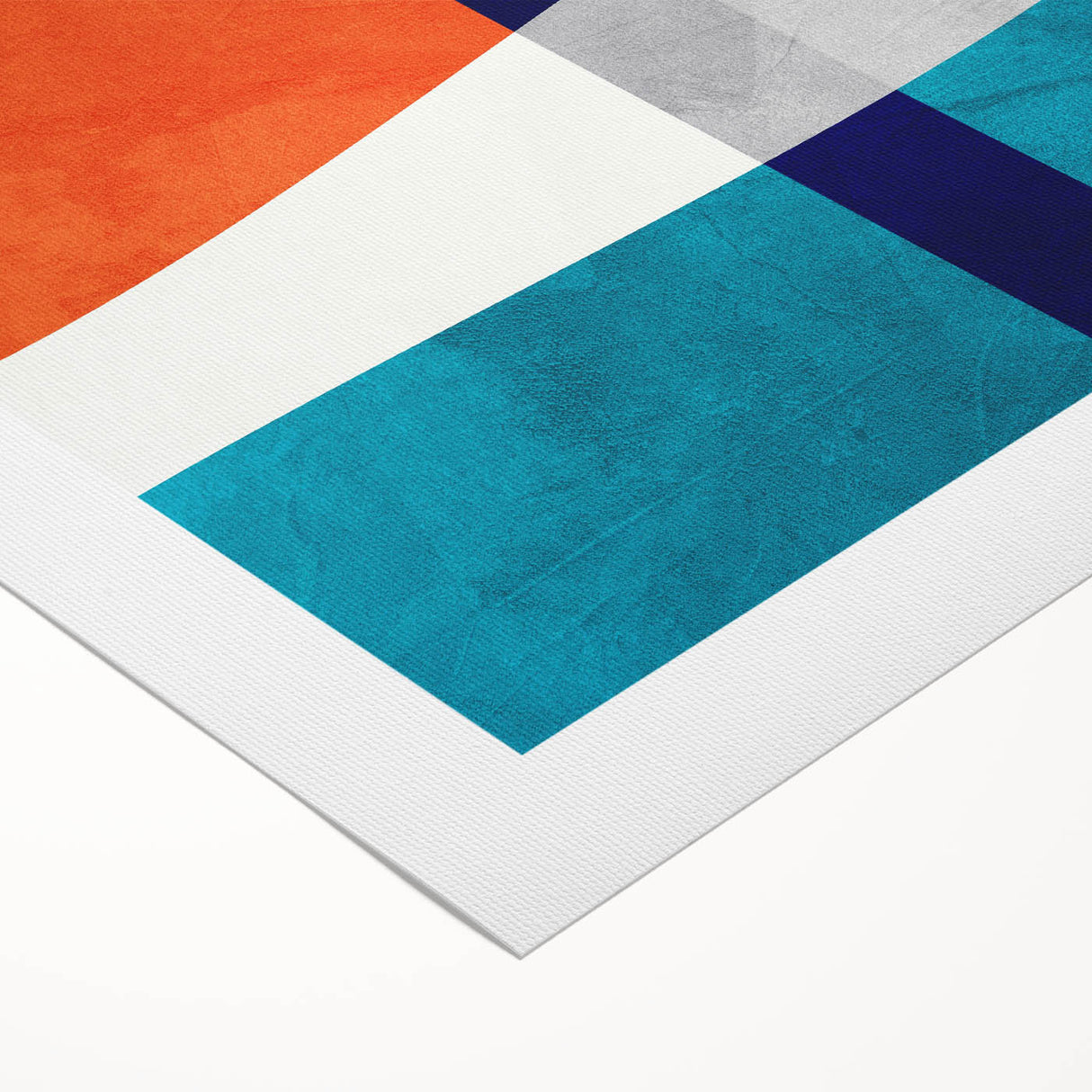 Vibrant Abstract Wall Art - Blue, Orange, and White Geometric Print