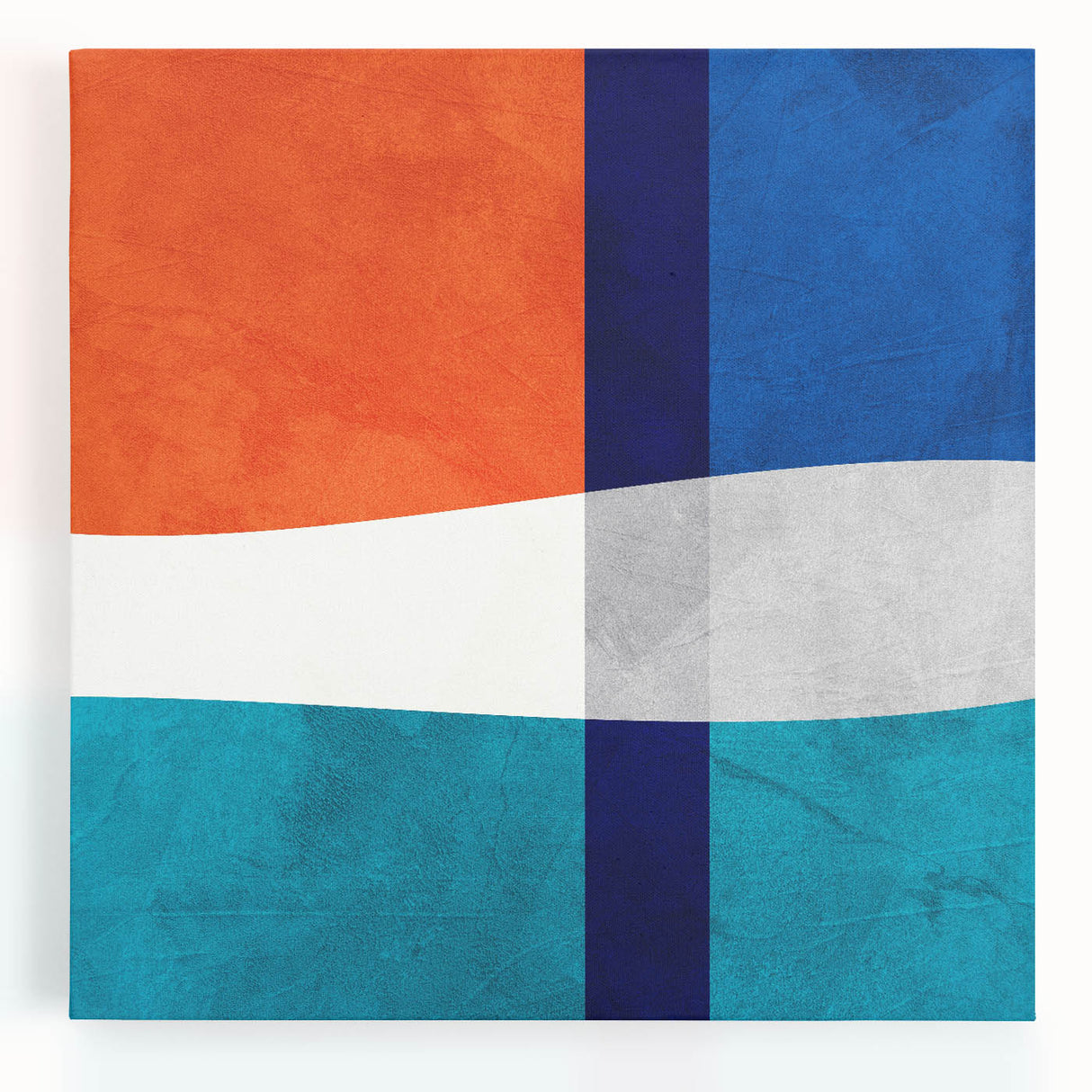 Vibrant Abstract Wall Art - Blue, Orange, and White Geometric Print