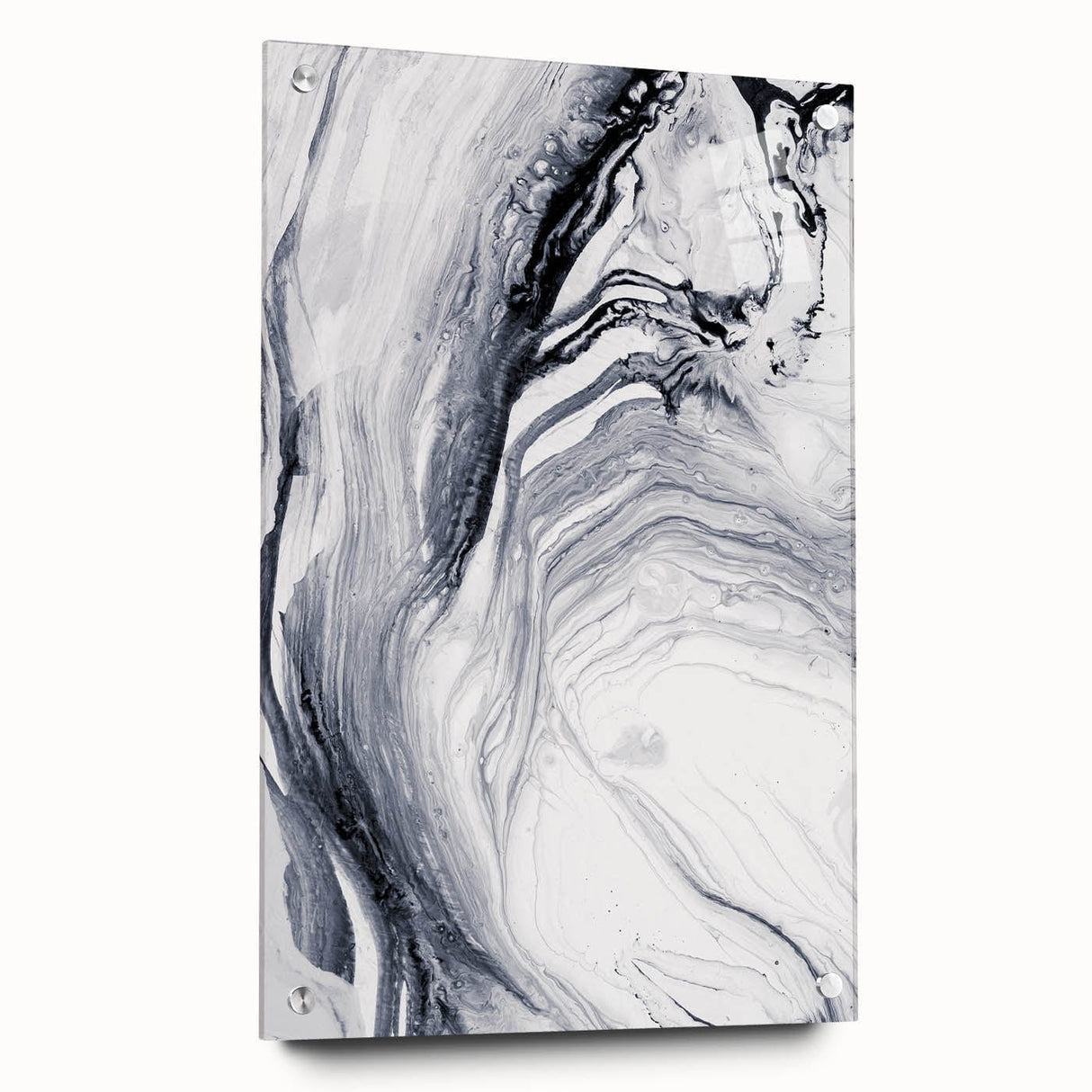 Moody Modern Wall Art – Black & White Fluid Abstract Painting