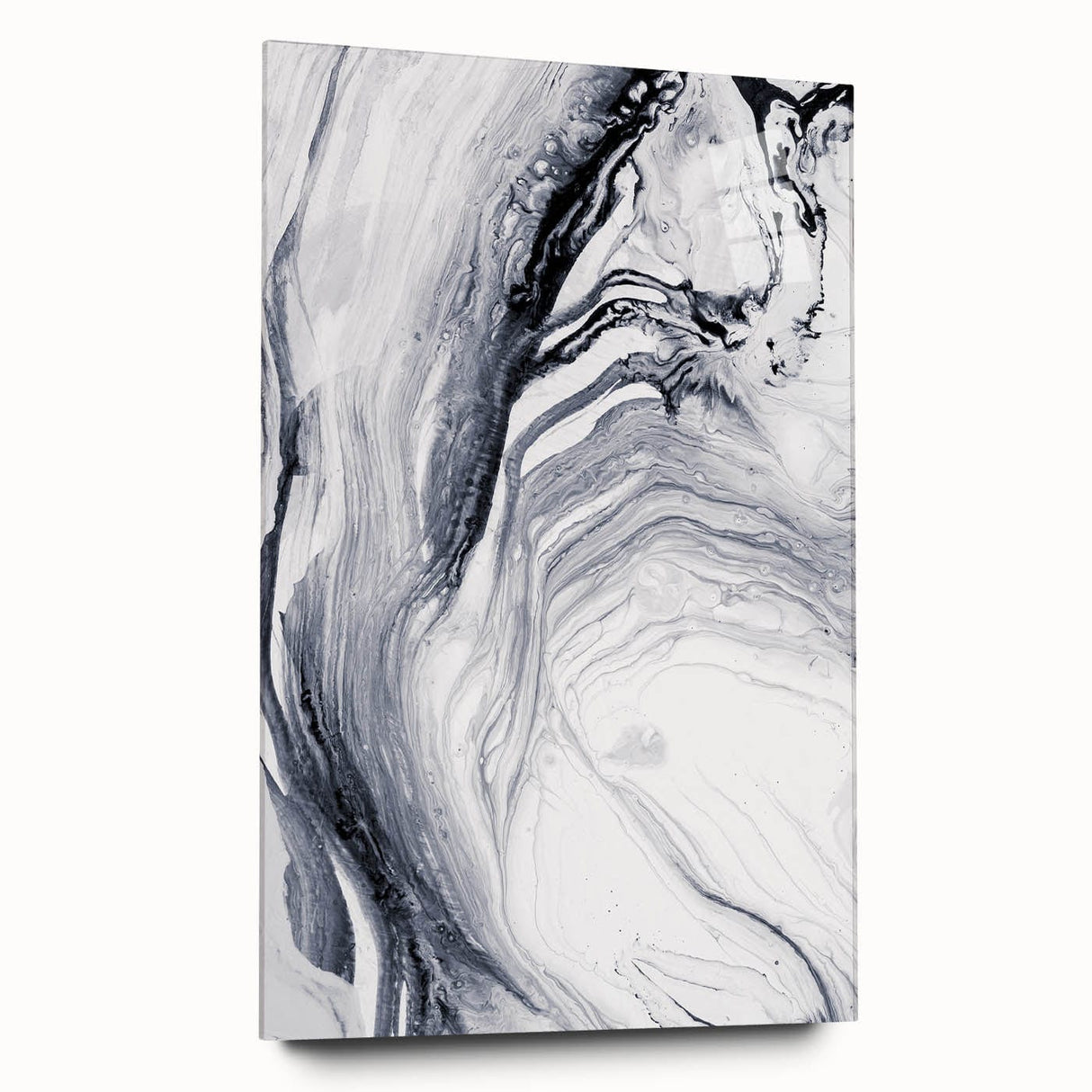 Moody Modern Wall Art – Black & White Fluid Abstract Painting