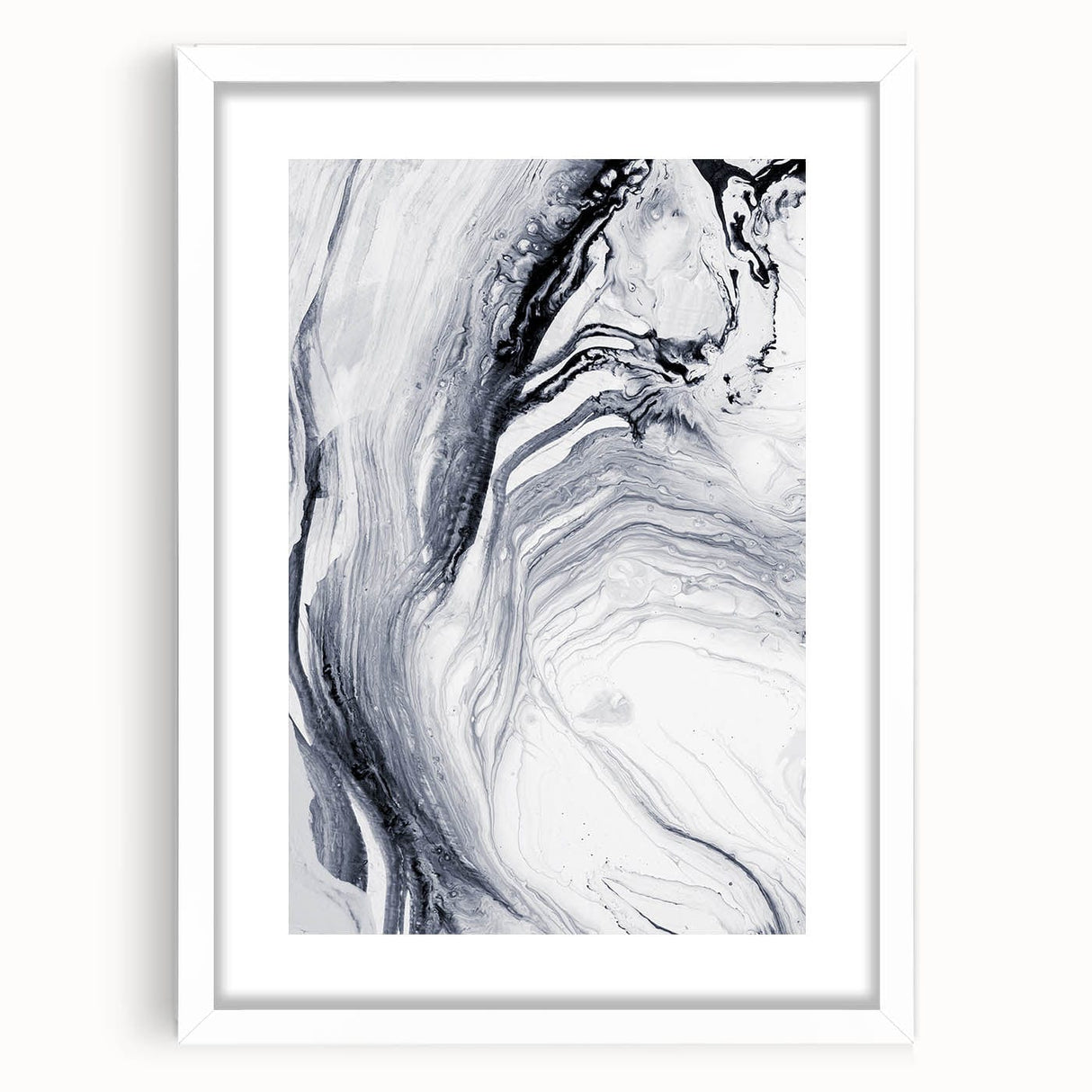Moody Modern Wall Art – Black & White Fluid Abstract Painting