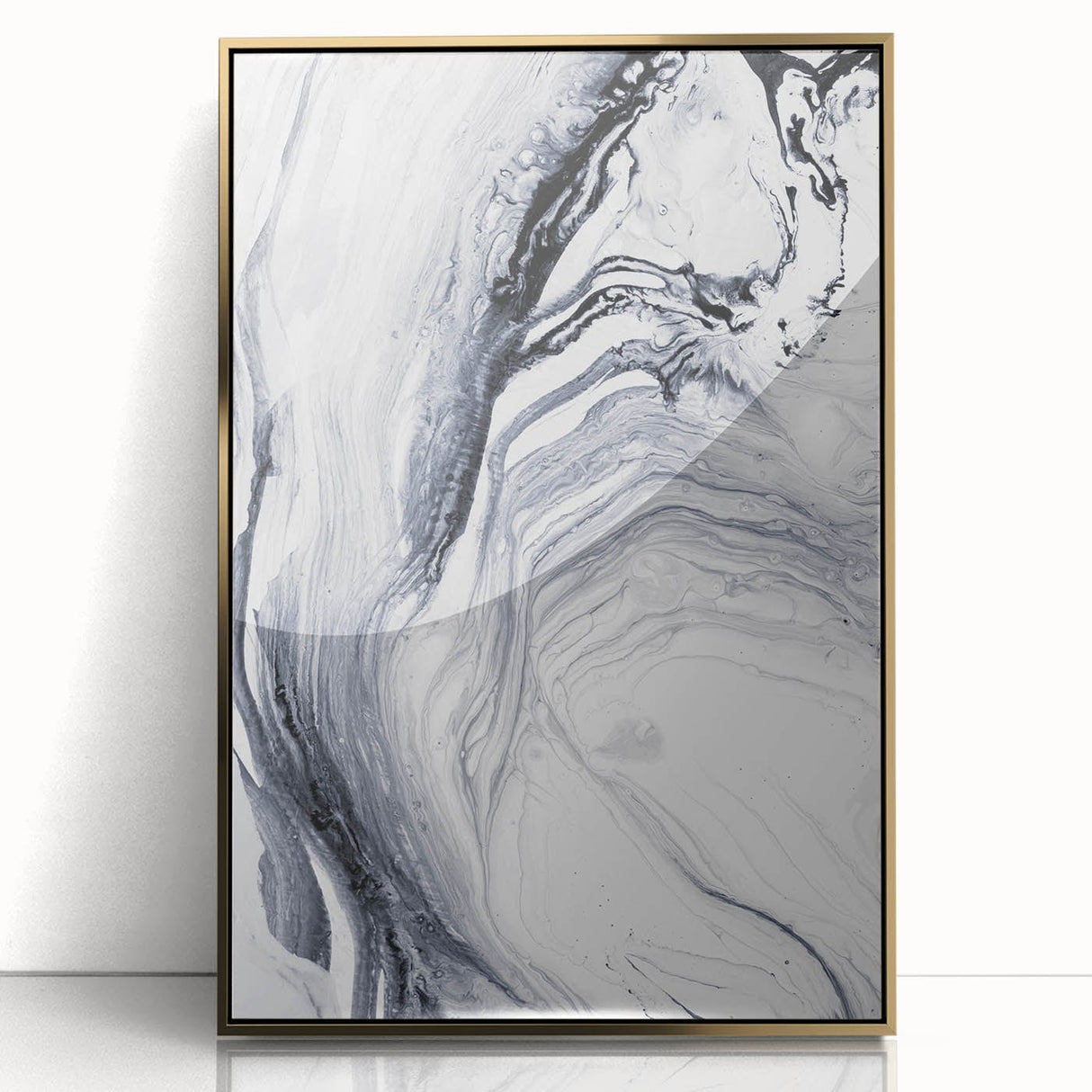 Moody Modern Wall Art – Black & White Fluid Abstract Painting