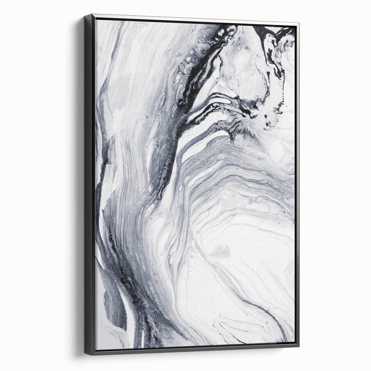 Moody Modern Wall Art – Black & White Fluid Abstract Painting