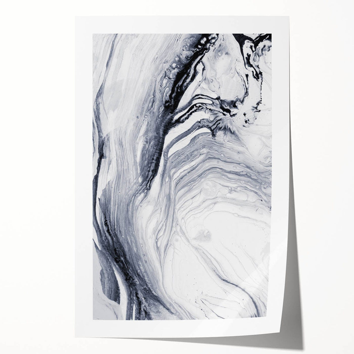 Moody Modern Wall Art – Black & White Fluid Abstract Painting