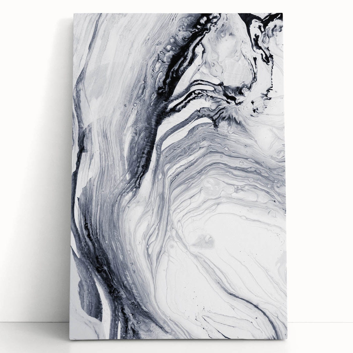 Moody Modern Wall Art – Black & White Fluid Abstract Painting