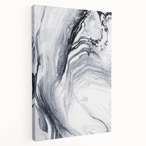Moody Modern Wall Art – Black & White Fluid Abstract Painting