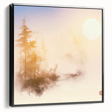 Tranquil Nature Canvas Prints – Misty Sunrise Forest Scene