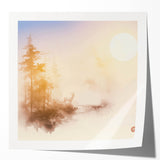 Tranquil Nature Canvas Prints – Misty Sunrise Forest Scene