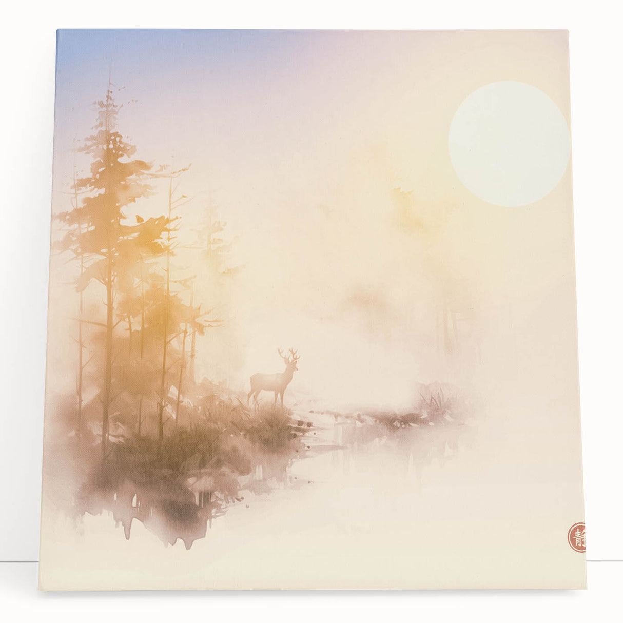 Tranquil Nature Canvas Prints – Misty Sunrise Forest Scene