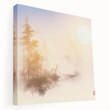 Tranquil Nature Canvas Prints – Misty Sunrise Forest Scene