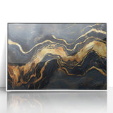 Luxury Abstract Wall Art – High-End Black & Gold Canvas Print